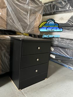 Night Stand Black 3 Drawer Wooden Mesa De Noche
