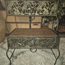 Vintage Wicker And Iron Nesting Tables