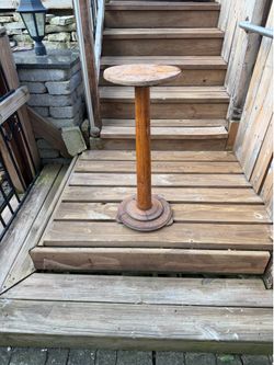 Antique Wooden Plant Stand, 12 Round, 29 high, needs finishing, $10
