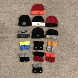 Baby Boys Nike and Air Jordan Beanies and Socks Bundle, Size 0-6 Months