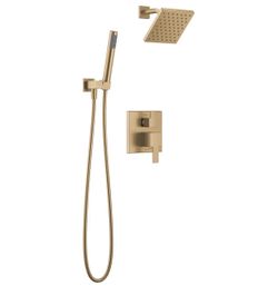 Delta Modern Square Shower System Faucet Set, Brushed Gold