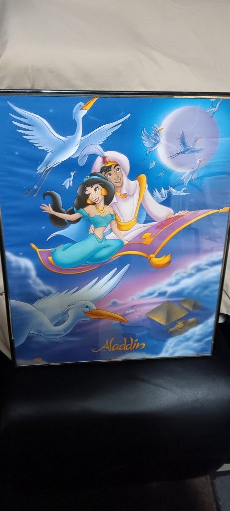 Disney Aladin Pic glass vynl frame 16x20