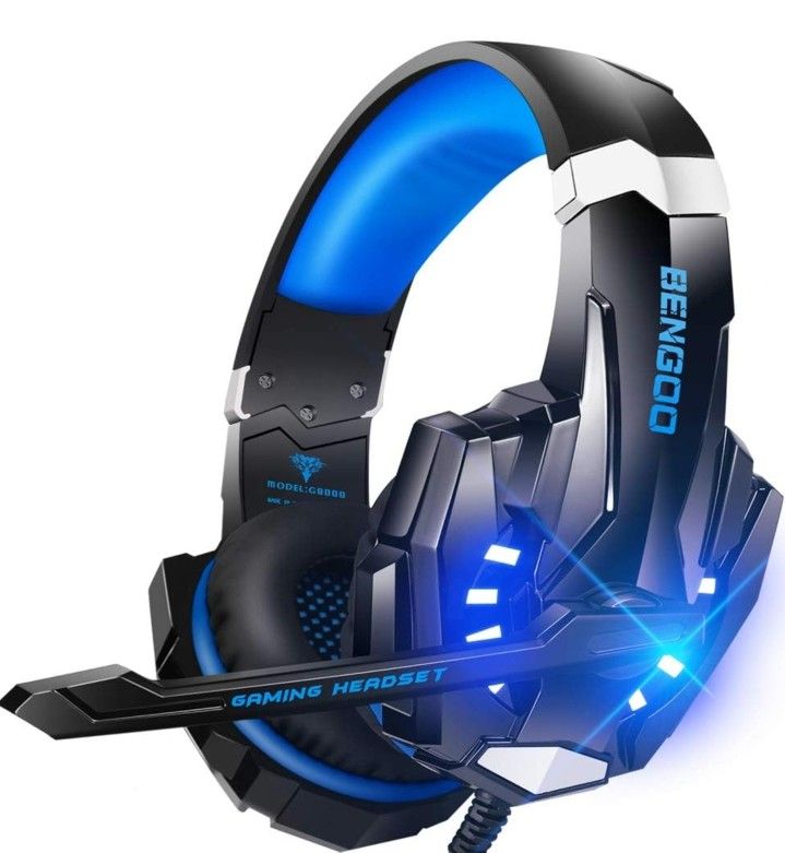 Stereo Gaming Headset for PS4 PC Xbox One PS5 Controller, Noise Cancelling Over Ear Headphones with Mic
