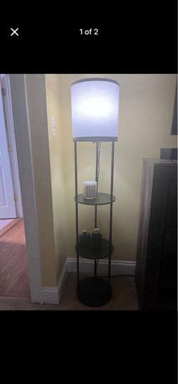 Set of 2 Modern Floor Lamps with Shelves