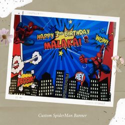 Custom Spider Man Birthday Banner