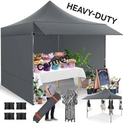 10x10 Pop Up Canopy Heavy Duty Party Tent with Removable Awning and Sidewalls, Easy Up Outdoor Wedding Commercial Canopy, Gazebo All Season Windproof&