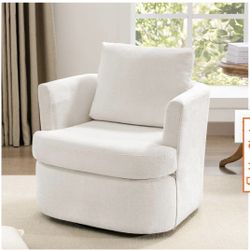32 in. W Beige Chenille Swivel Accent Barrel Chair Upholstered Armchair Comfy Sofa Chair 360°Club Chair