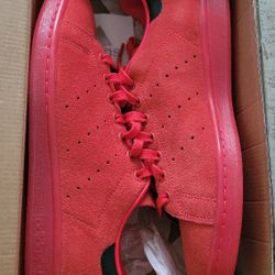 Adidas Stan Smith Red Suede Shoes - Size 9.5
