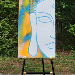 Vibrant Buddha Painting on Board 2' x 4'