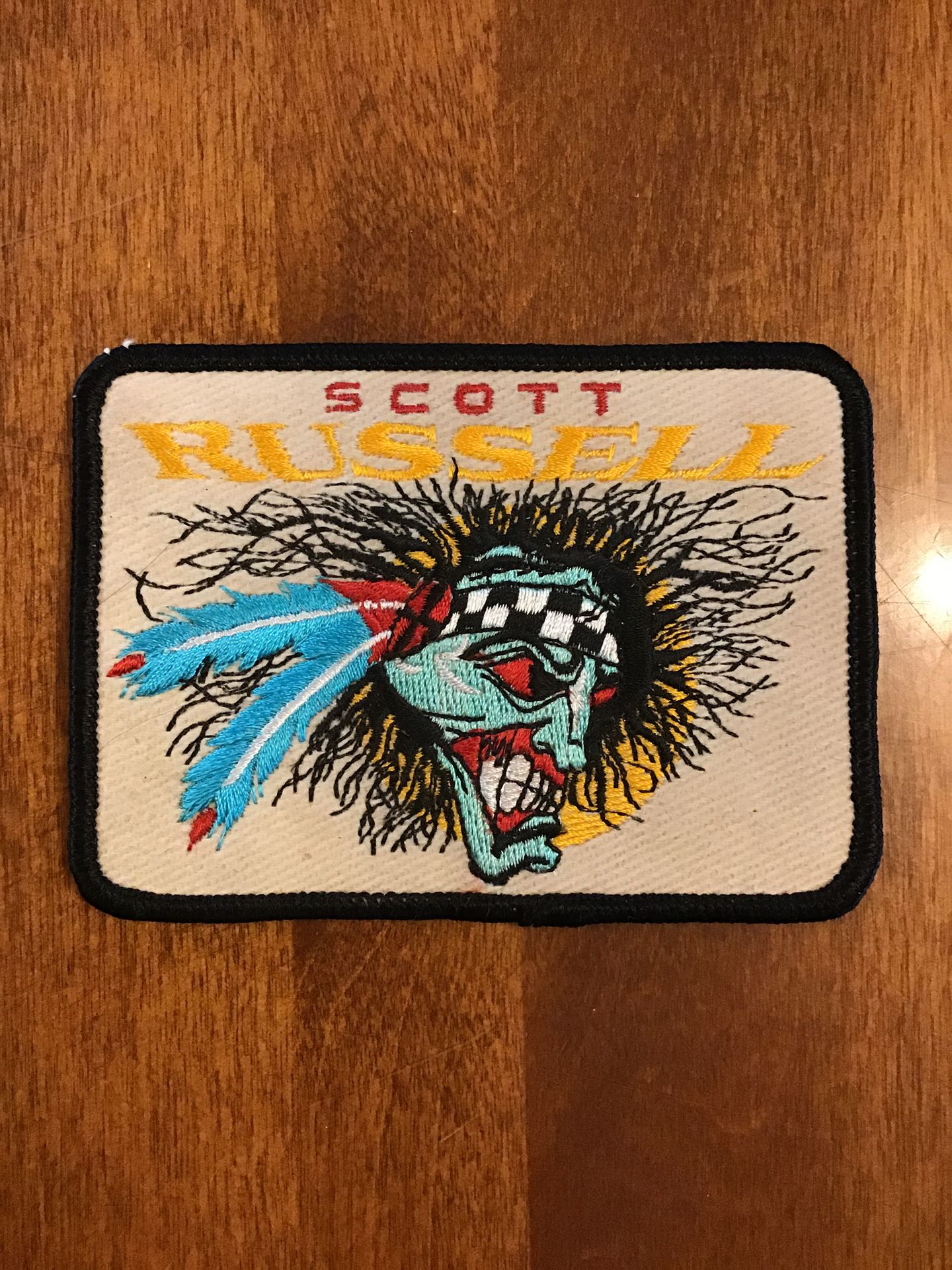 Scott Russell’s Motorcycle Icon on the Wild Indian Collectible Sew-on Patch.