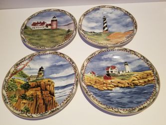 Porcelain Dessert Or Salad Plate Set By American Atelier Signals #5100-4S. New With Box