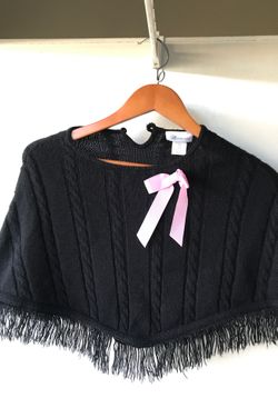 Kids pullover knit shawl pancho Sz. 4-6X