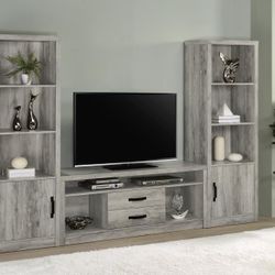 3-piece 59-inch TV Entertainment Center Grey Driftwood! Best Prices! 
