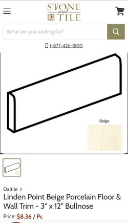 Stone and Tile Linden Ppint Beige Porcelain floor & wall trim 3"x12" Bullnose