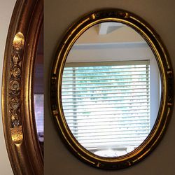 Vintage Oval Wood Wall Mirror