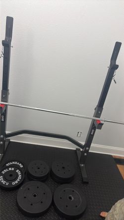 Home Gym Set – Rack + Barbell + Bumper Plates (Beaverton)
