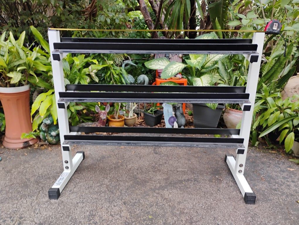 LARGE (4 FOOT/4 INCH) 52 INCH KEYS SUPER HEAVY STRONG 3 TIER RACK : HOLDS 10s To 75s DUMBBELLS