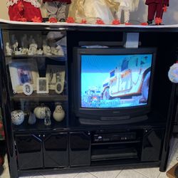 Black Lacquer TV Stand hold 35” TV