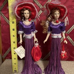 Red Hat Lady Porcelain Dolls