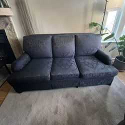 Ethan Allen Sofa – Solid, Comfortable, Classic Blue Damask FREE LOCAL DELIVERY!