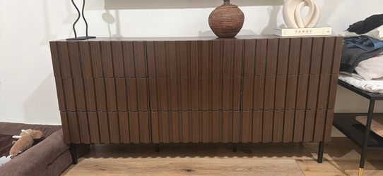 Modern Fluted Wood Sideboard / Credenza (Like New)