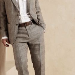 Brand New Banana Republic Men’s Plaid Tailored Fit Linen Pants - Size 32 x 32