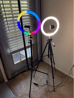 2 LED Ring Lights with Adjustable Tripods & Phone Holders – $60 OBO