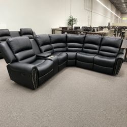 🔥 Black Leather Power Reclining Sectional Couch | Ultimate Comfort & Luxury