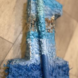Number 1 Pinata Bundle with Bat(16.2 x 10.7 x 4 Inches), Perfect for Boys and Girls Birthday Party Supplies, Blue Theme Birthday Decor