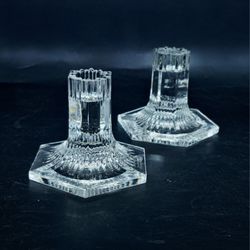 Tiffany & Co Crystal Art Glass Candlestick Holders