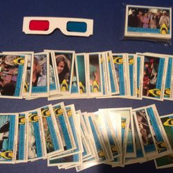 1983 / 3-D Jaws Trading Cards Topps Company + 3-D glasses. Complete 44 Card Set !!