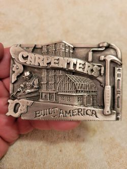Vintage 1983 Siskiyou Carpenters Build America Belt Buckle Carpentry Woodworking