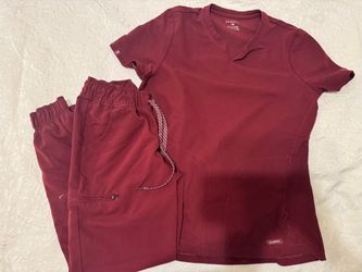 Jaanuu Scrub Set Top and Pants burgundy