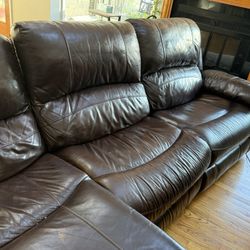 Bob’s Furniture, Leather Couch With Chase And Electronic Recline