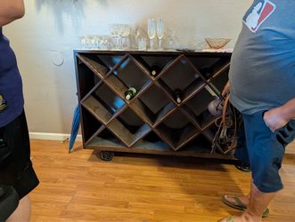 Large Wooden Wine Rack on Wheels