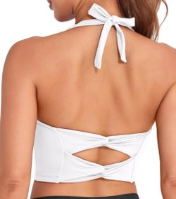Halter Push-Up Padded Longline Sports Bra NEW