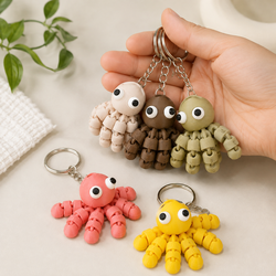 3D Printed Articulated Octopus Keychain / Fidget – Multiple Colors