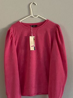Pink Puff-Sleeve Women's Sweater