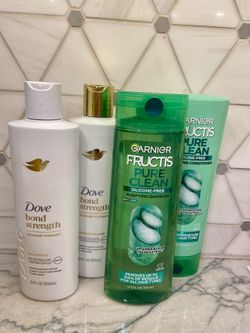 Dove Shampoo Bond Strength Shampoo and Conditioner, 12 oz; OR Garnier Fructis Pure Clean Purifying Shampoo and Conditioner 12.5 fl oz. New