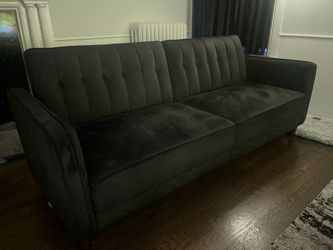 Black Crushed Velvet Futon