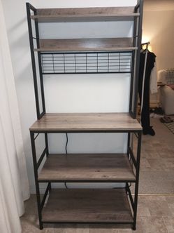 Bakers rack, coffee bar, kitchen storage shelf rack