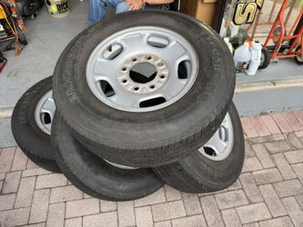 For Sale 8 Lug Wheels And Fire Stone Tires 17”