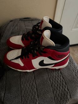 Nike Air Jordan 1 Cleats Red White Black 5y