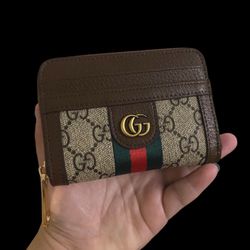 $65 / PLS READ DESCRIPTION‼️  Gucci Wallet For Women, Card Holder Card Case Leather, Brown And Beige With Letter G logo 