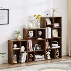 Wide Bookshelf Set, Fits 9.3" × 10-12.8" Hardcovers, Cube Storage Bookcases
