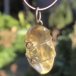 Large AAAA Citrine Set In Sterling Silver Pendant 