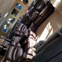 All Power GENUINE LEATHER RECLINING SECTIONAL
