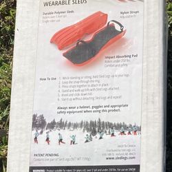 SLED LEGS 20” Wearable w/ STRAPS Snow Sledding Orange Pair Set Knee Skis