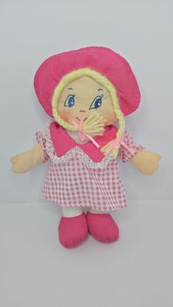 Well-Made Toy MFG. Corp. Rag Doll Blonde Braids Pink Dress 12in 1996(COD043)