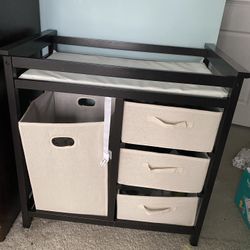 Baby Changing Table With 3 Drawers And Hamper 